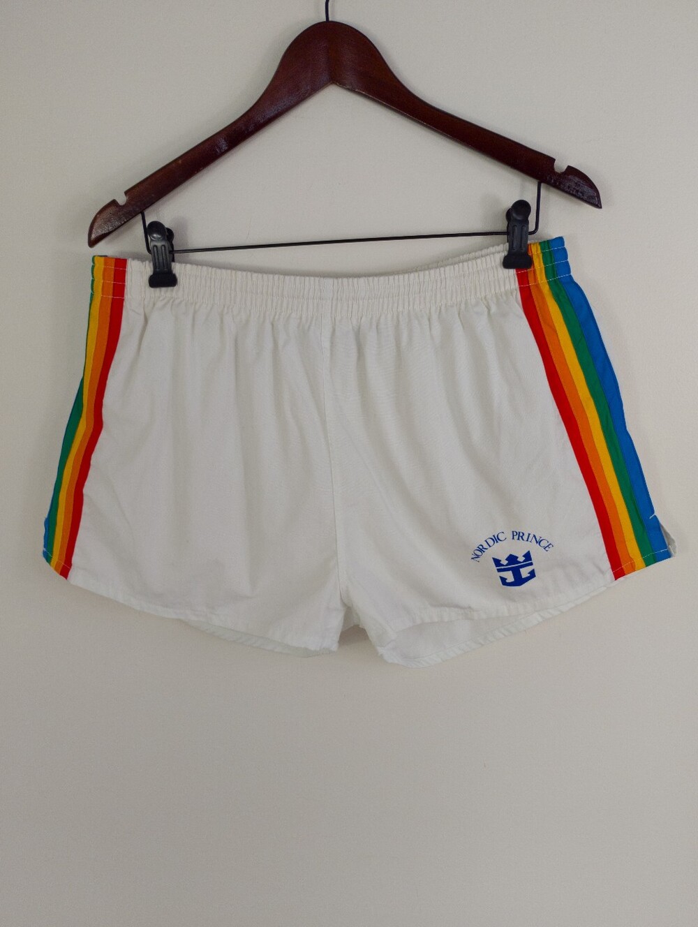 Vintage Royal Caribbean Nordic Prince Rainbow Stripe Track Shorts XL